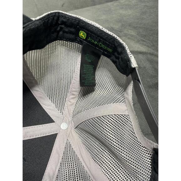 John Deere Hat Cap Snap Back Black Trucker Farm Two Tone Baseball Dad Casual - Picture 7 of 8